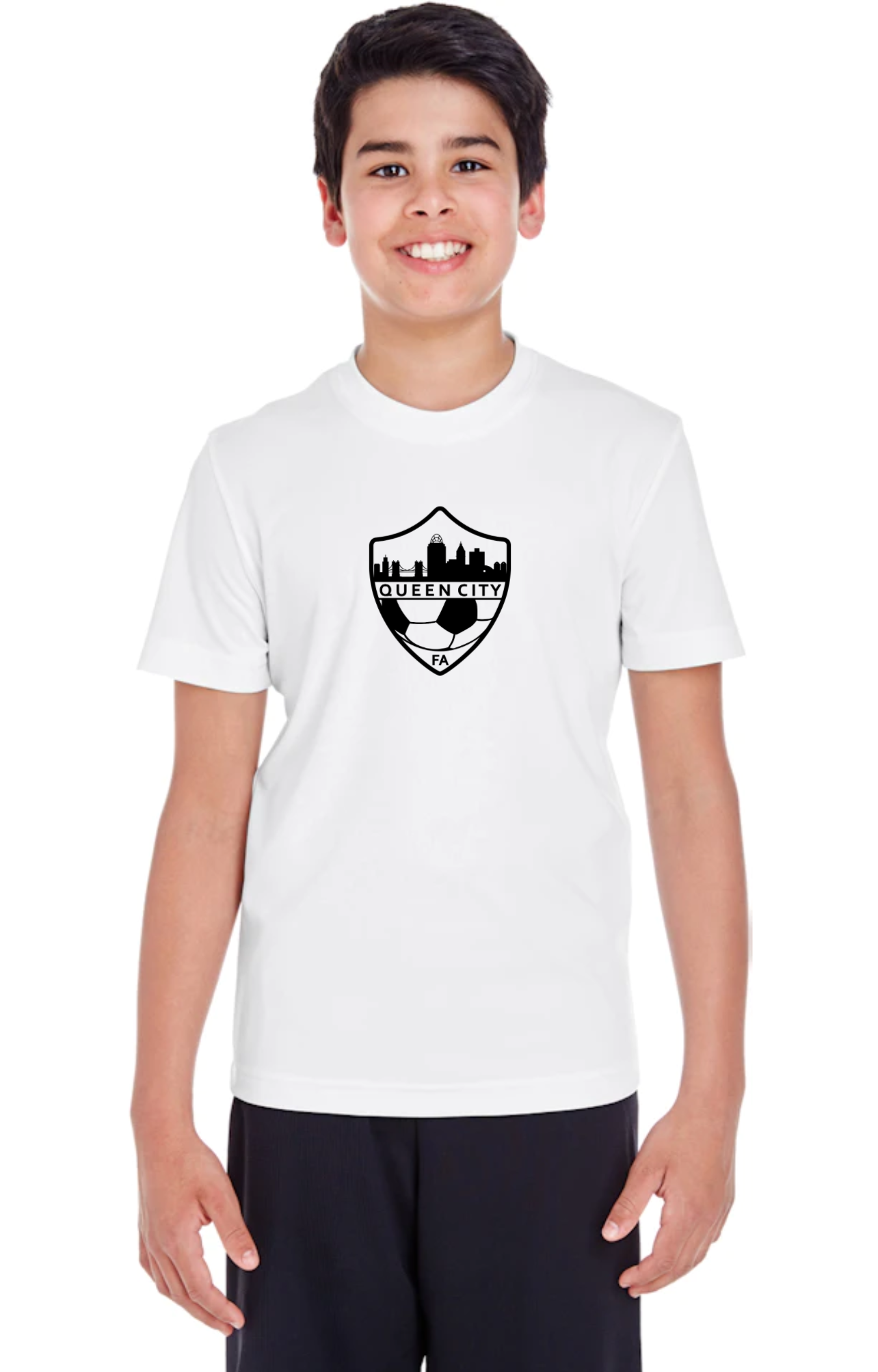 White Queen City Logo Performance Tee - Youth Unisex