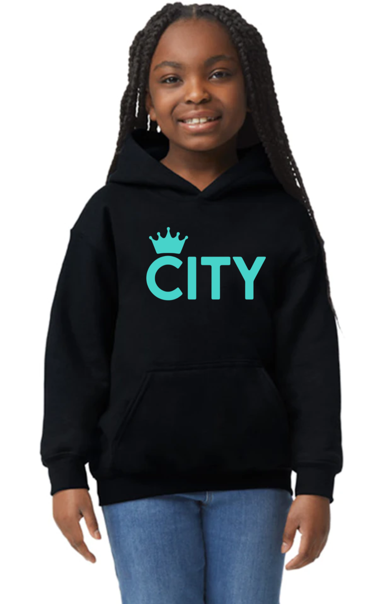Black "City" Pullover Hoodie - Youth Unisex