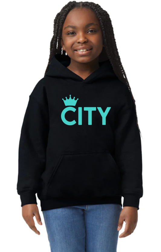 Black "City" Pullover Hoodie - Youth Unisex