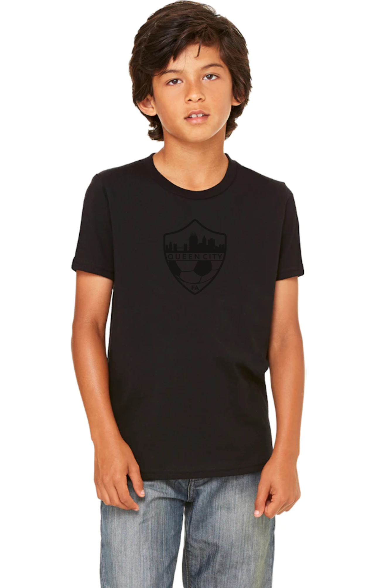 Heather Black Queen City Logo Jersey Tee - Youth Unisex