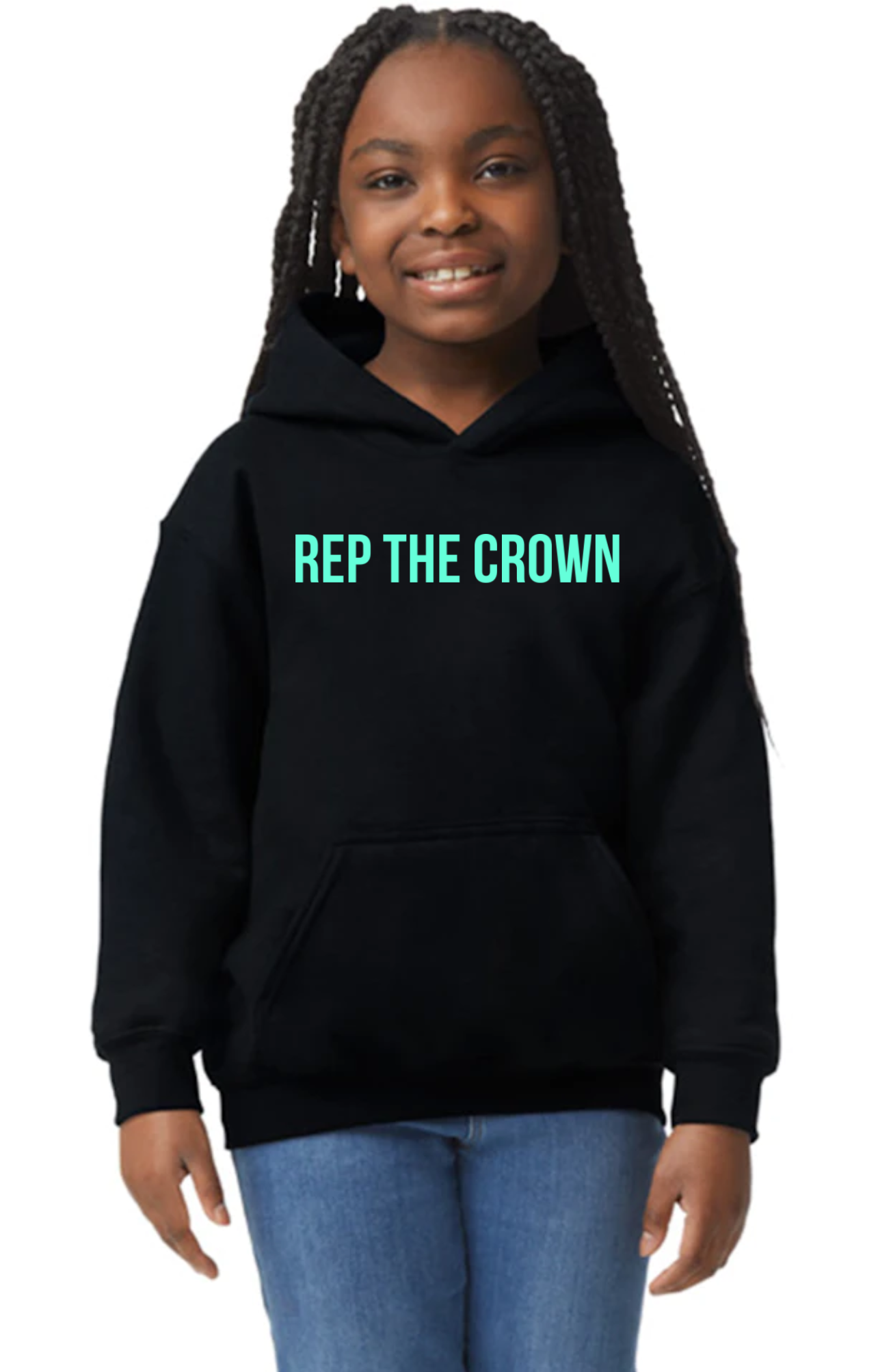 Black Rep the Crown Pullover Hoodie - Youth Unisex