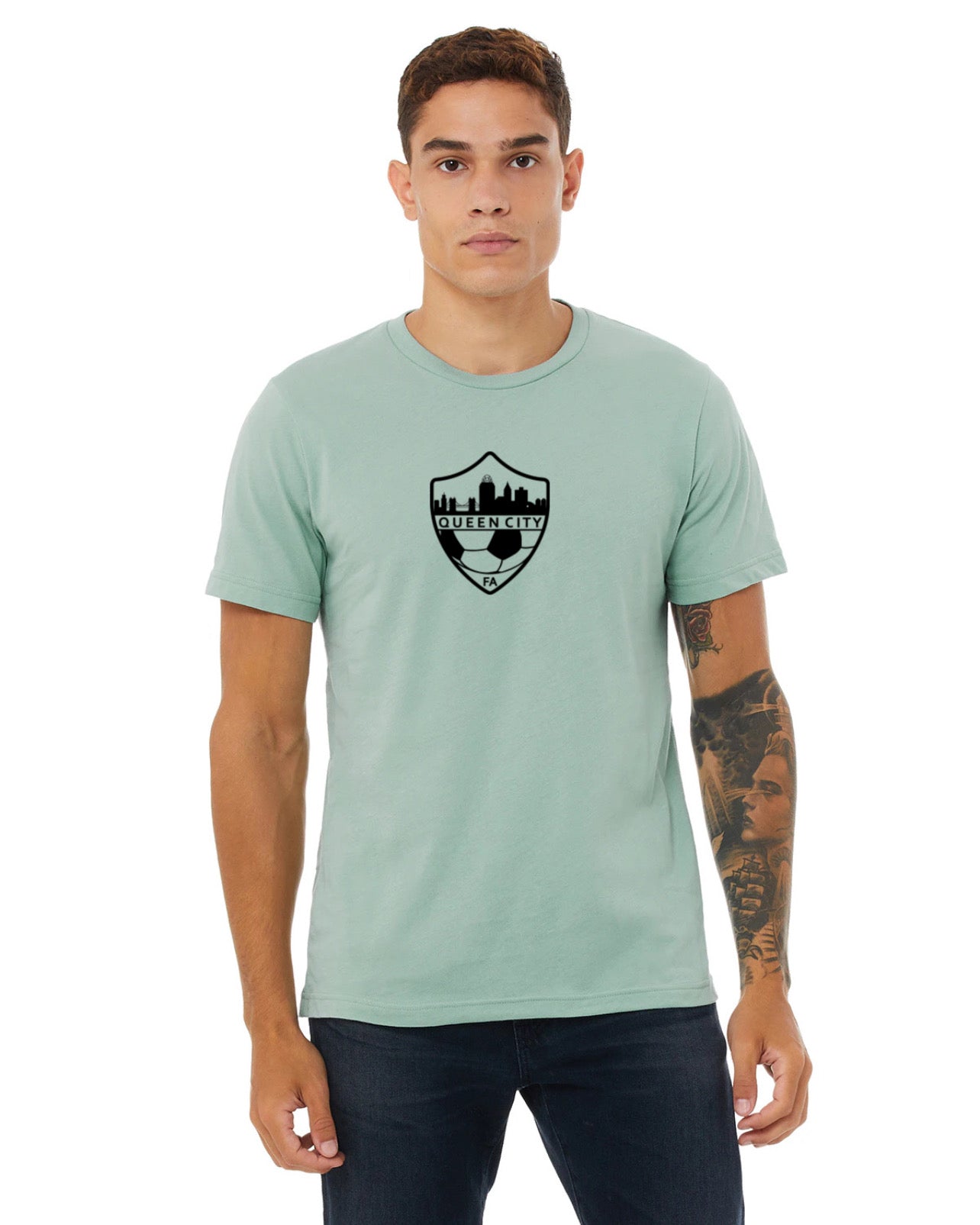 Dusty Blue Queen City Logo Tee - Adult Unisex