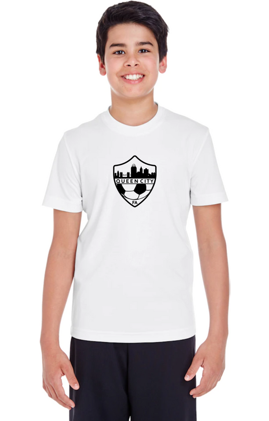 White Queen City Logo Performance Tee - Youth Unisex