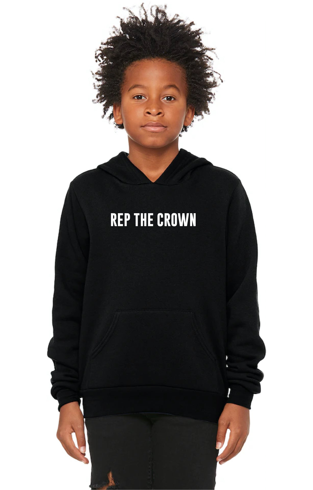 Black Rep the Crown Pullover Hoodie - Youth Unisex